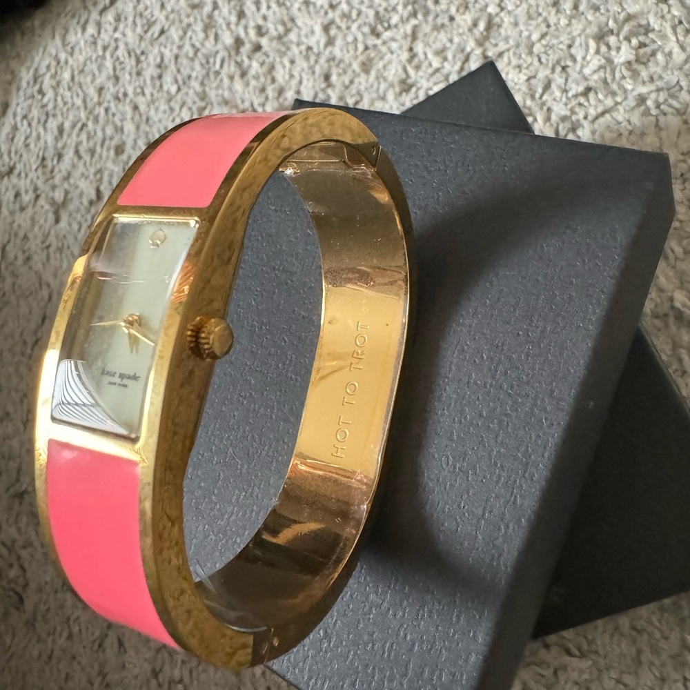 Kate spade, medium sized bangle watch pink (needs battery) gently worn